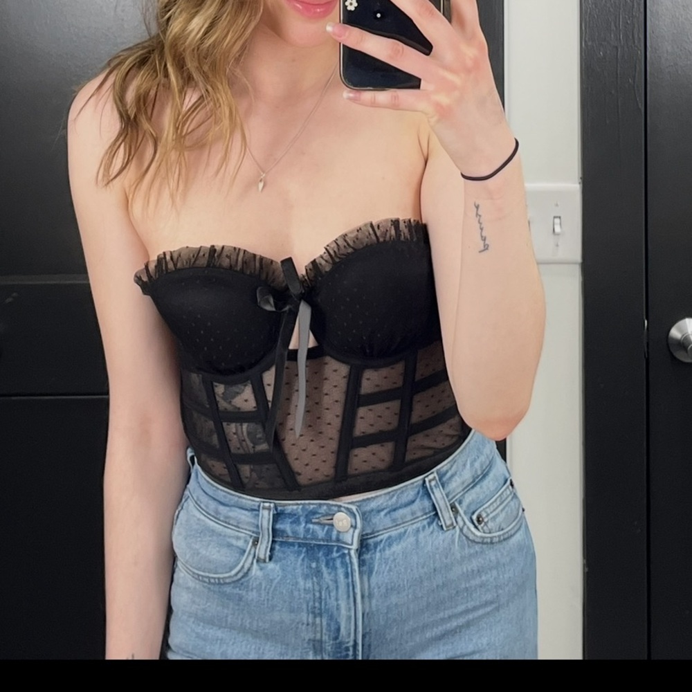 Black Sheer Corset Bustier Top